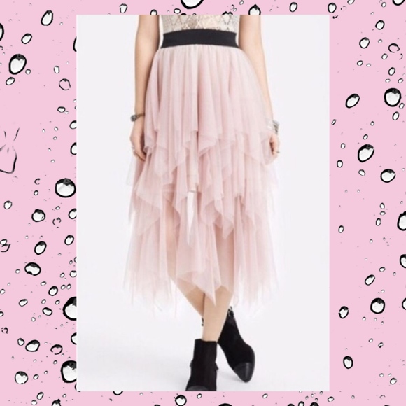 Free People Dresses & Skirts - RARE Free People Tiered Ruffle Chiffon Tulle Skirt